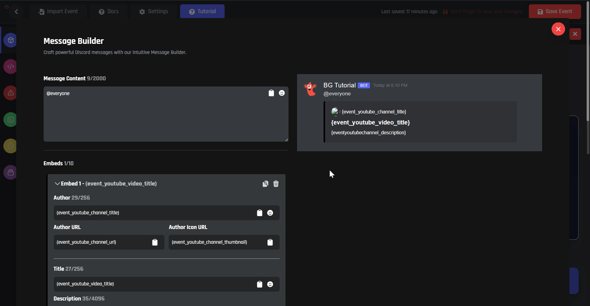 Add YouTube Variables